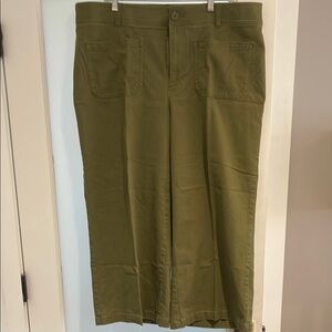 Olive Green Wide-Leg Pants